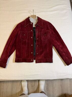 (No brand)Burgundy Suede Trucker Jacket